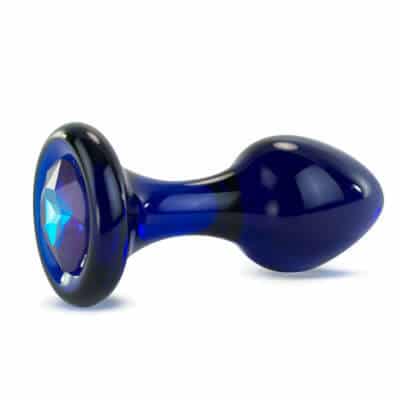 Blue glass Crystal Delights jeweled butt plug