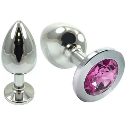 HAKA stainless steel butt plug with purple Swarovski crystal