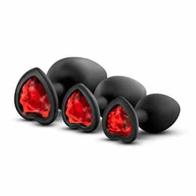 Blush Novelties Luxe Bling plug 3 piece set with red heart gem