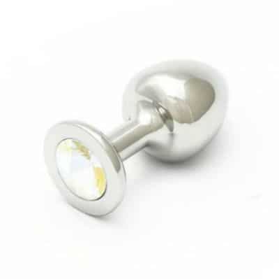 Small Rosebuds Cristal steel butt plug with clear gem base