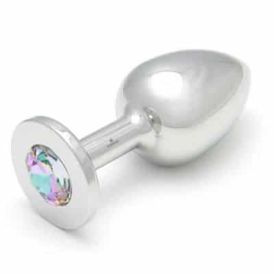 Massive XXL steel butt plug with iridescent jewel by Rosebuds