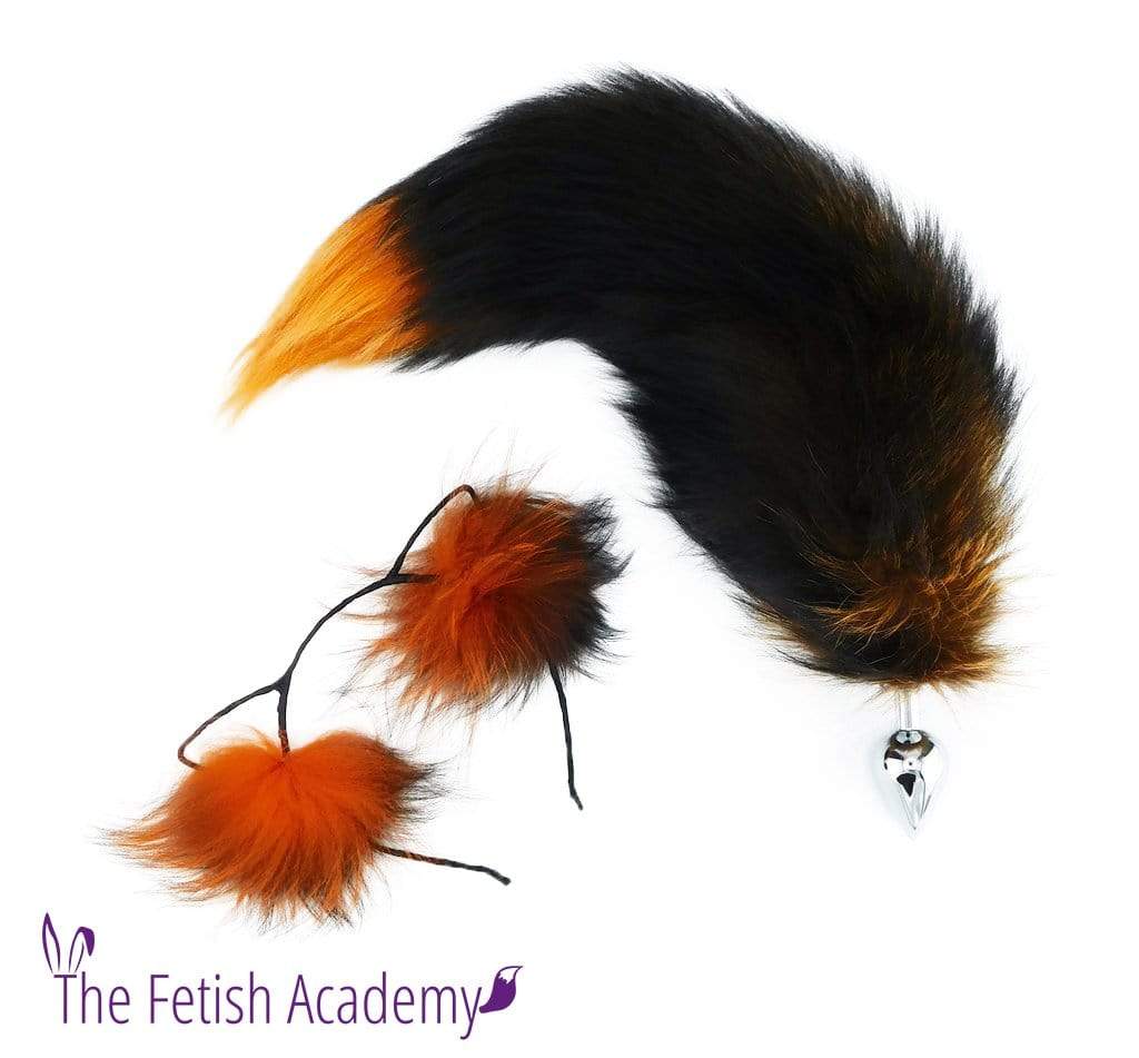 Fetish Academy orange fox tail plug and matching ear set