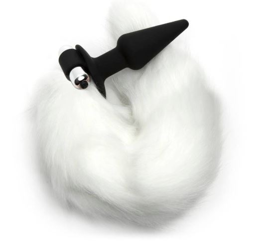 Frisky Fox white fox tail silicone plug